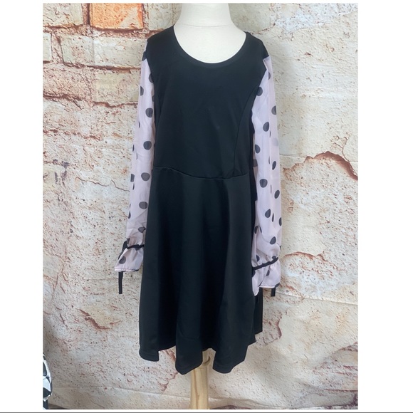 ❌ Pie Black Polka Dot Sheer Sleeve Dress - Picture 3 of 9